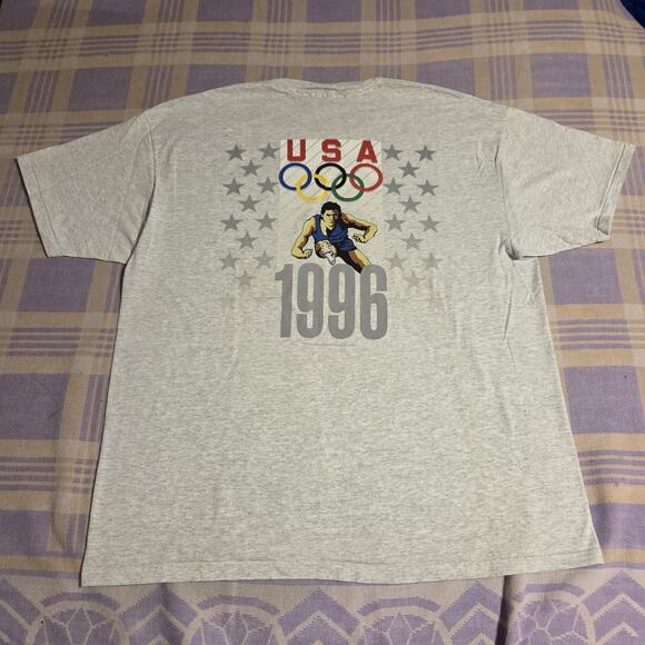 Vintage Atlanta Olympics T Shirt Hanes XXL 90s NOS 1996 Track Field Hurdles Rare - Picture 1 of 10